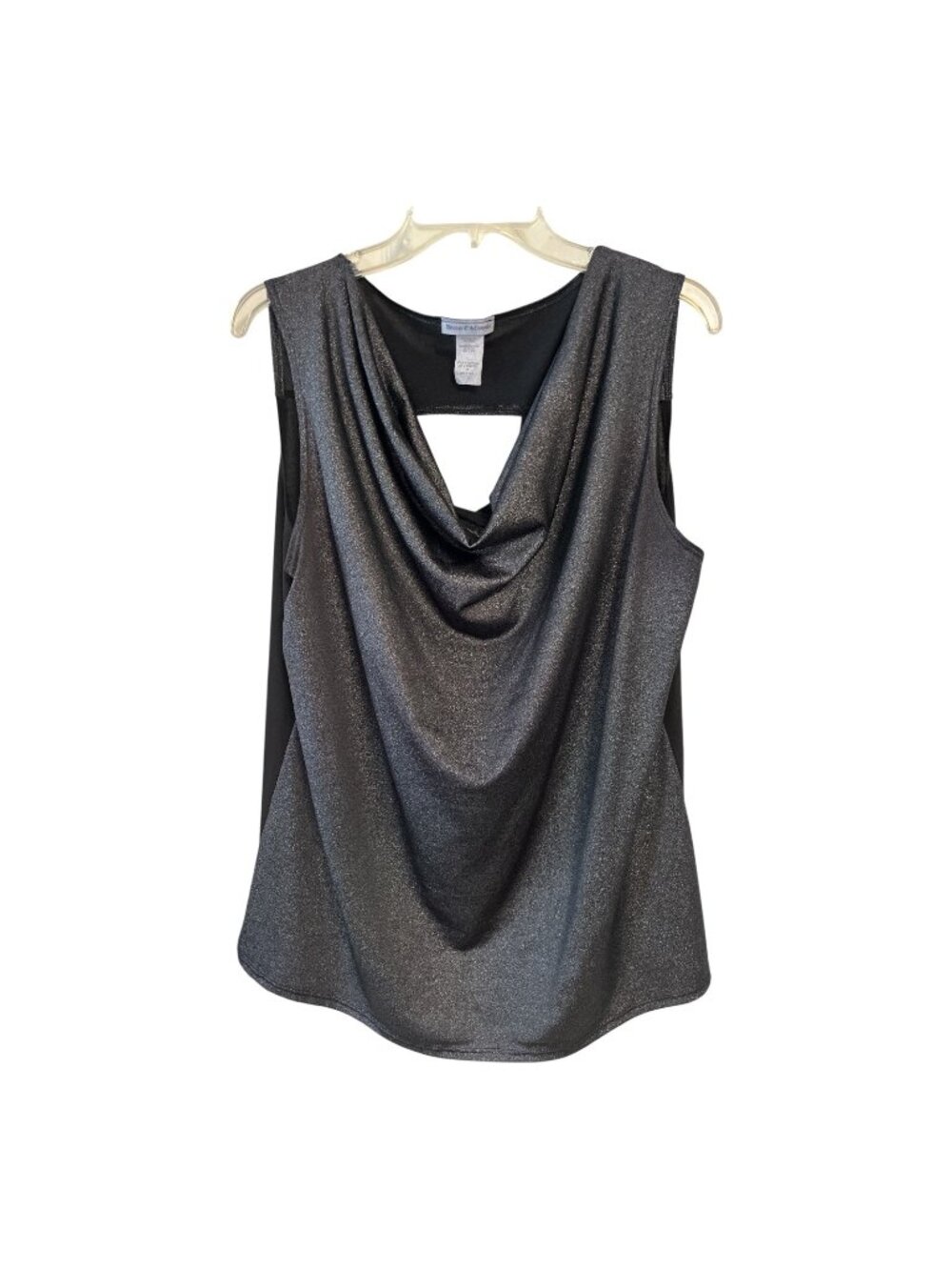 Bleeker & McDougal Women's 1X Metallic Drape Front Sleeveless Top Made in USA